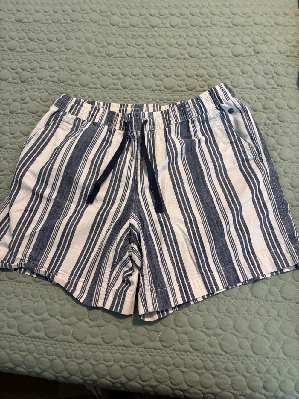 L.L. Bean Navy and White Striped Women’s Drawstring Shorts